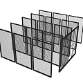 Black Metal Grid Fence Panels With Sturdy Frame For Outdoor Use