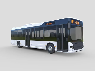 Modern Urban Public Bus With White Blue Exterior Digital Display 61103 3d model