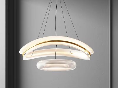 Modern Circular Chandelier With Gold Accent And Glass Shade For Interior Lighting 3d model