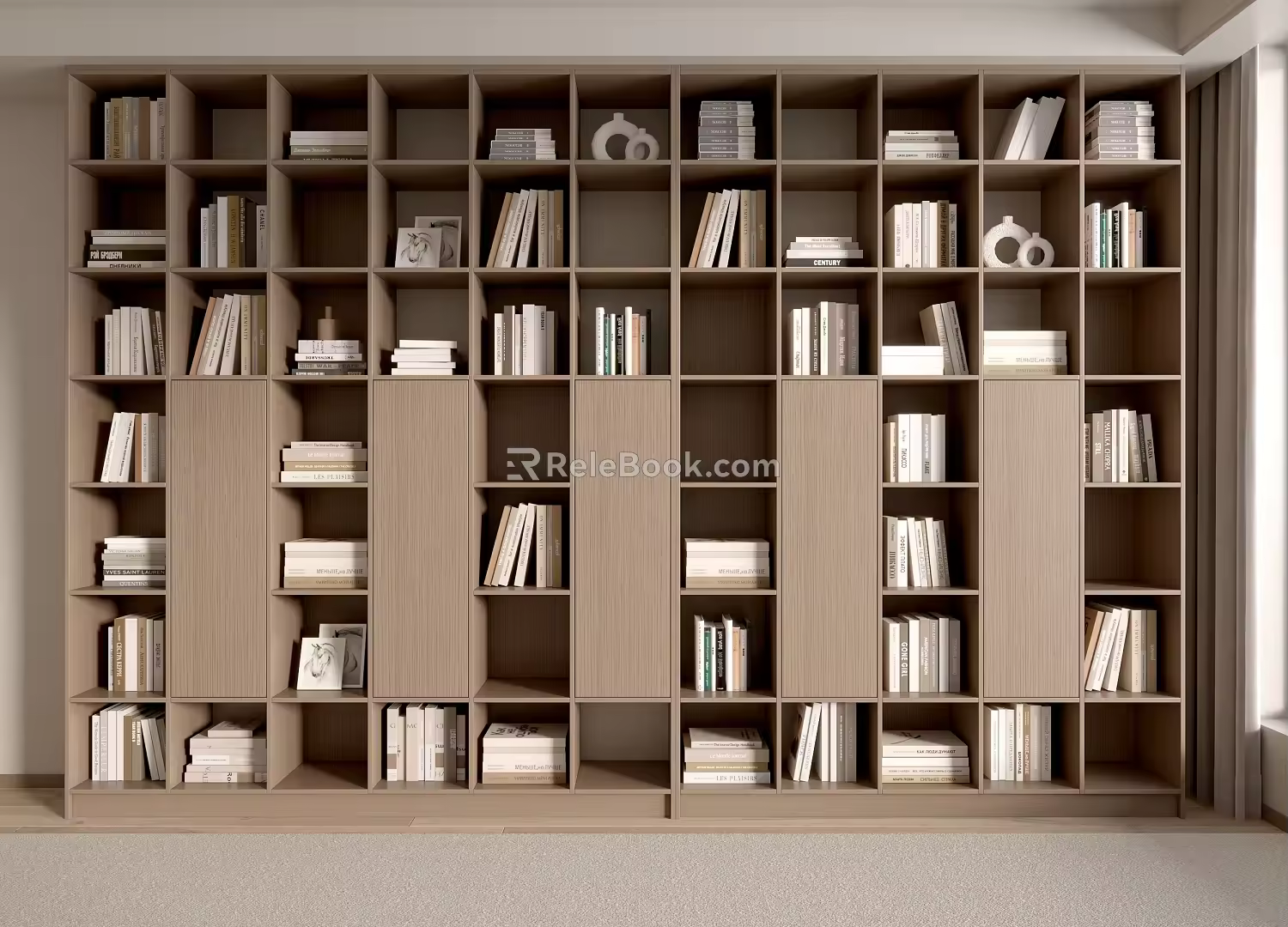 Bookcase Decorative Cabinet Bookcase Book Combination Bookshelf Ornaments Decorative Ornaments Open Solid Wood Bookcase 3d model