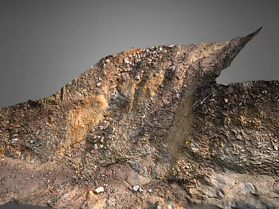 Natural Geological Rock Formation With Detailed Layered Texture And Stones 3d model