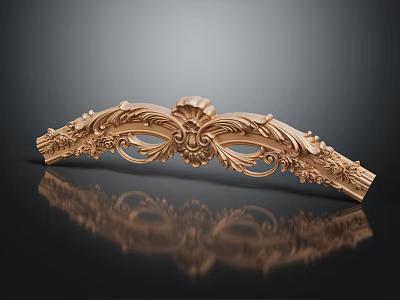 Golden Carved Decorative Ornament With Intricate Floral Scroll Patterns And Elegant Craftsmanship 3d model