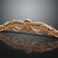 Golden Carved Decorative Ornament With Intricate Floral Scroll Patterns And Elegant Craftsmanship