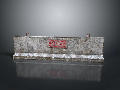 Scenic Roadside View With Rusty Metal Keep Out Barrier And Reflective Surface 3d model