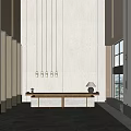 Modern Luxury Hotel Lobby With Decorative Screen Soft Lighting And Reception Desk
