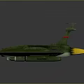Detailed Green Winged Spacecraft Model With Red Insignia For Cosmic Aviation Exploration