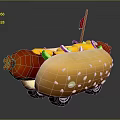 Cute Puppy Shaped Hot Dog Cart With Sesame Seeds And Vegetable Toppings