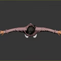 Game Movie Character Female In Pink Hoodie Blue Jeans White Shoes Arms Outstretched Gray Background