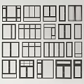 Various Window Designs With Different Frame Styles And Glass Panels 3d model