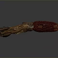 Red corn with dried husks on dark background showing natural texture and reflection 3d model