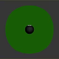 Green Circular Billiard Table Surface With Black 8 Ball Centered On Top