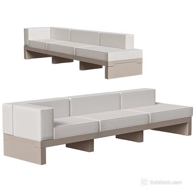 Modern Sectional Sofa With Beige Upholstery And Comfortable Seating For Living Room 3d model 