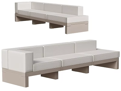 Modern Sectional Sofa With Beige Upholstery And Comfortable Seating For Living Room 3d model