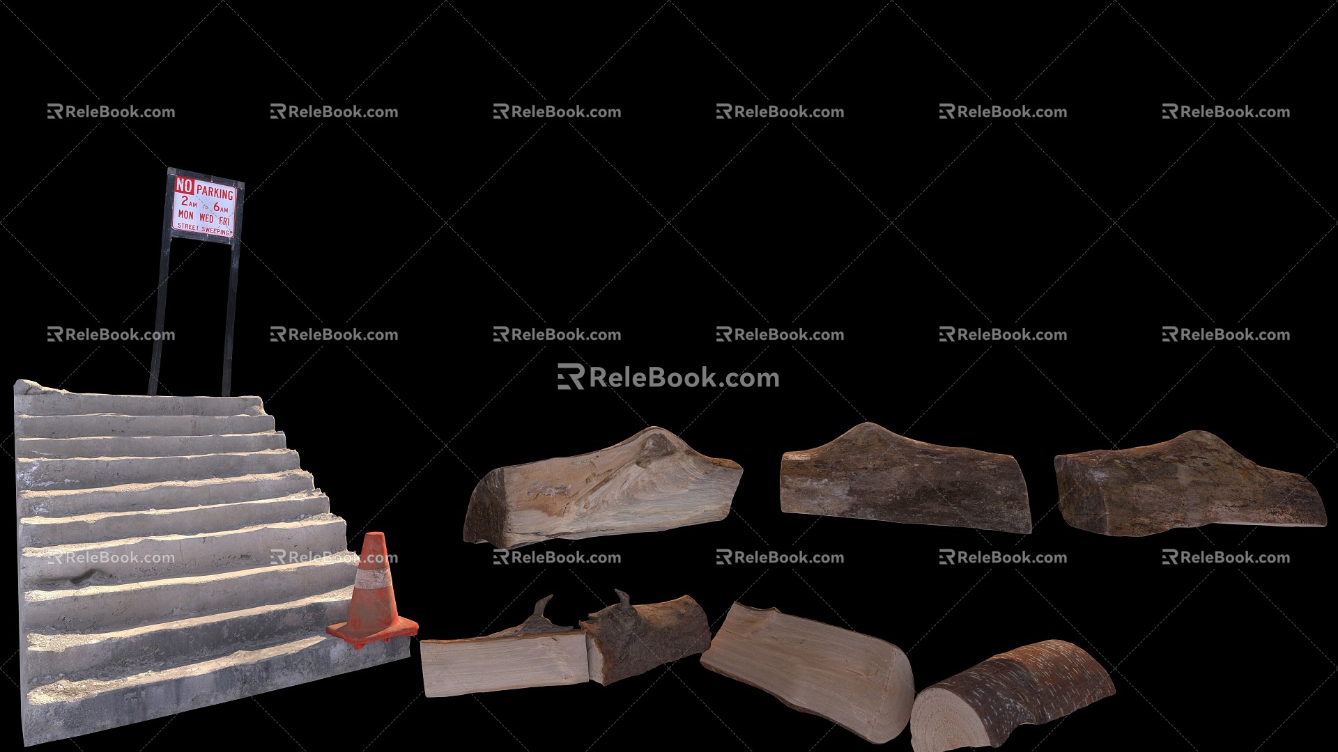 Timber stone ladder sketch 3d model