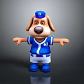 3D Cartoon Dog Wearing Blue Baseball Uniform B Cap 67 White Shorts And Blue Shoes