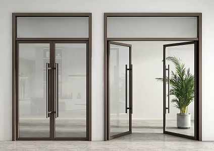 Modern double door glass double door office glass door 3d model