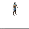 Casual Summer Outfit With Blue Shorts Orange And Blue Sleeveless Vest And White Hair Accessory