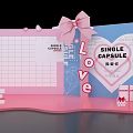 Single Capsule Pink Theme Decorative Scene With Love Elements Heart Shaped Card And Gift Boxes 3d model
