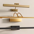 Three Modern Gold And Black Wall Lights Mounted On White Wall Design