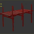 Wooden Scaffolding Structure With Planks And Support Poles 3d model