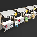 Fun Themed Market Stalls With Wooden Canopy And Cartoon Character Displays