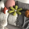 Colorful Decorative Pillows With Flower Mushroom Shapes On Cozy Sofa Accents