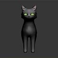Gray Cat 3D Model With Green Eyes In Standing Pose On Gray Background