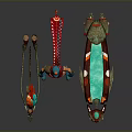 Mythical Character And Winged Creature With Colorful Wings Pink Spear And Glowing Platform