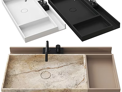 Modern Washbasin Designs With White Black And Marble Texture Tray Styles 3d model