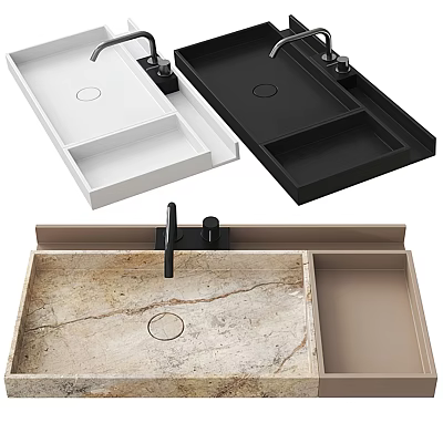 Modern Washbasin Designs With White Black And Marble Texture Tray Styles 3d model