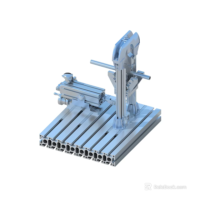 Industrial Equipment With Aluminum Profile Workbench And Mechanical Fixture Structure 3d model 