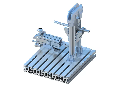 Industrial Equipment With Aluminum Profile Workbench And Mechanical Fixture Structure 3d model