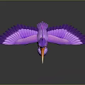 Flying Animal Design With Purple Feathers Orange Eyes Spread Wings And Orange Claws