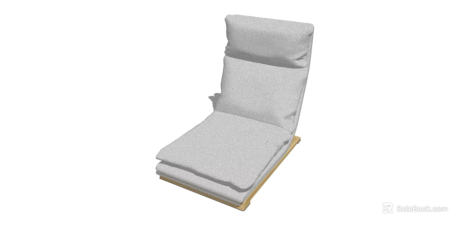 Comfortable Gray Single Sofa with Soft Fabric Cushion and Wooden Base Design 3d model 