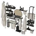 Modern Bathroom Accessories With Towels Mirror Shelves And Toiletries Set