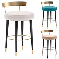 Stylish Velvet Bar Stools With Beige Teal Blush Colors And Gold Black Metal Legs