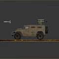 Camouflage Military Off Road Vehicle With Twin Missile Launchers On Roof