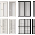 Various Design Sliding Doors For Interior Space With Glass Panels And Grid Patterns 3d model