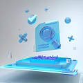 3D Rendered Digital Headphones With Play Button And Music Notes On Floating Platform