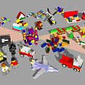 Modern Lego Building Blocks Wagon Toys 3d model