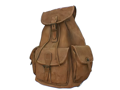 Vintage Brown Leather Backpack With Flap Closure Multiple Pockets And Buckle Design 3d model