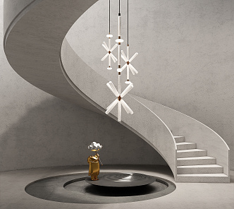 Modern revolving stair chandelier sculpture ornaments 3d model