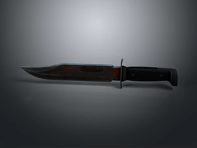 Tactical Military Knife With Sharp Steel Blade And Black Textured Handle 3d model