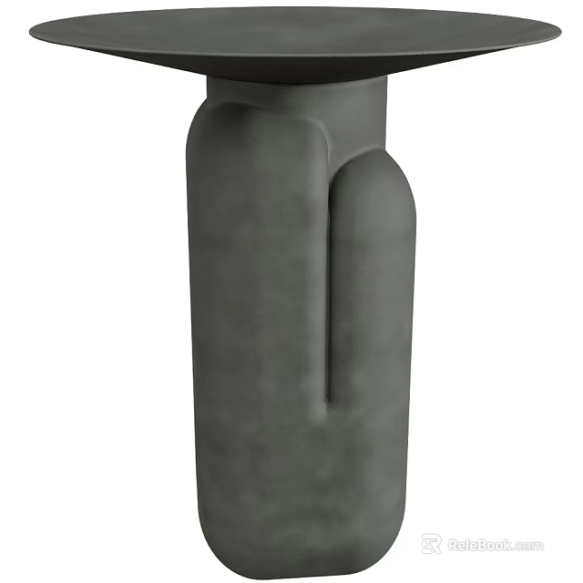Matte Gray Ceramic Vessel With Unique Curved Shape And Modern Minimalist Design 3d model