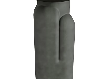 Matte Gray Ceramic Vessel With Unique Curved Shape And Modern Minimalist Design 3d model