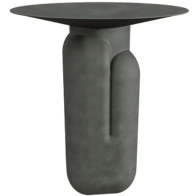 Matte Gray Ceramic Vessel With Unique Curved Shape And Modern Minimalist Design 3d model