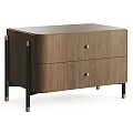 Modern Nightstand With Wooden Finish Two Drawers Metal Accents And Black Gold Legs