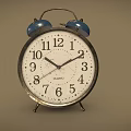 Vintage Alarm Clock With Blue Case Double Bells White Dial And Black Numbers