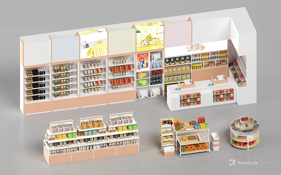 Modern Multi Tiered Retail Display Shelves For Organized Product Display In Store Layout 3d model 
