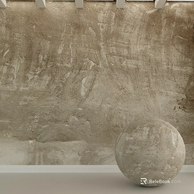 Spherical Concrete Component Against Rough Textured Wall In Modern Interior Design 3d model